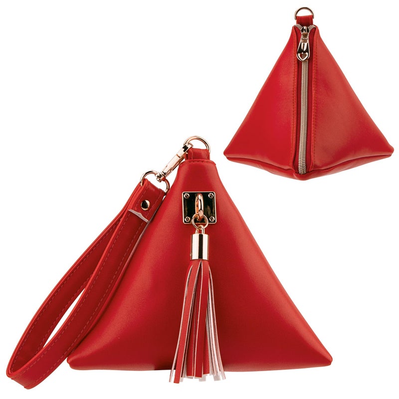PG6 Women Synthetic Leather Clutch Wallet Triangle Wristlet Purse with Wrist Strap - Image 1